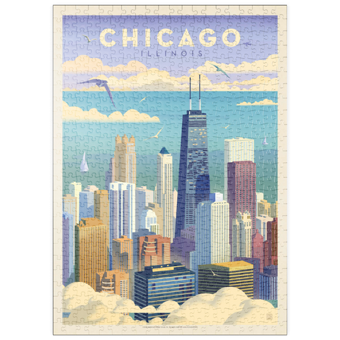 puzzleplate Chicago: Bird's Eye View Of Lake Michigan, Vintage Poster 500 Puzzle