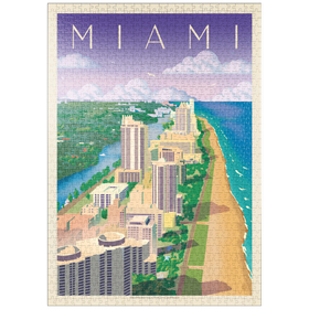 Darstellung des Puzzle Motivs Miami, FL: Bird's Eye View, Vintage Poster - Puzzleteile: 1000