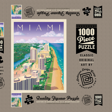 Miami, FL: Bird's Eye View, Vintage Poster 1000 Puzzle Schachtel 3D Modell