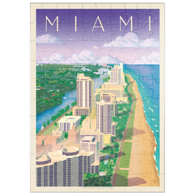 Darstellung des Puzzle Motivs Miami, FL: Bird's Eye View, Vintage Poster - Puzzleteile: 100
