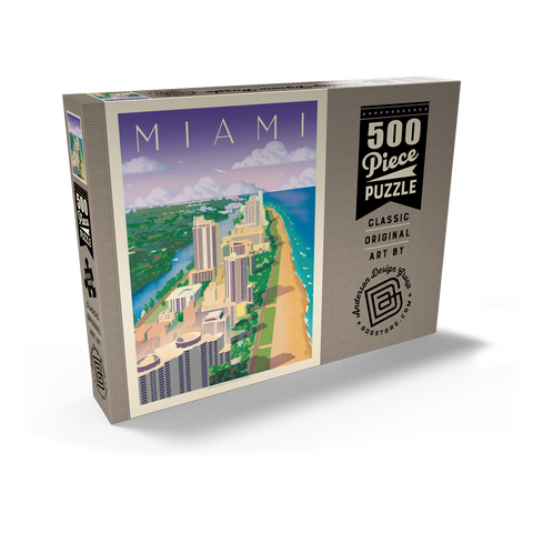 Miami, FL: Bird's Eye View, Vintage Poster 500 Puzzle Schachtel Ansicht2