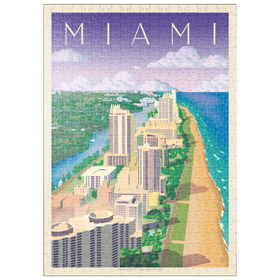 Darstellung des Puzzle Motivs Miami, FL: Bird's Eye View, Vintage Poster - Puzzleteile: 500