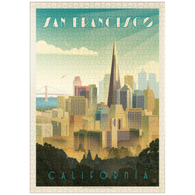 Darstellung des Puzzle Motivs San Francisco, CA: Tower View, Vintage Poster - Puzzleteile: 1000