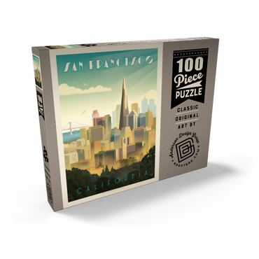 San Francisco, CA: Tower View, Vintage Poster 100 Puzzle Schachtel Ansicht2