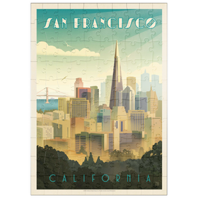 Darstellung des Puzzle Motivs San Francisco, CA: Tower View, Vintage Poster - Puzzleteile: 100