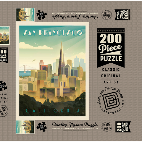 San Francisco, CA: Tower View, Vintage Poster 200 Puzzle Schachtel 3D Modell