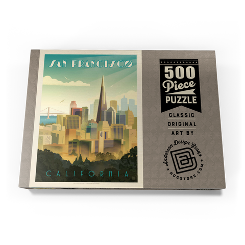 San Francisco, CA: Tower View, Vintage Poster 500 Puzzle Schachtel Ansicht3