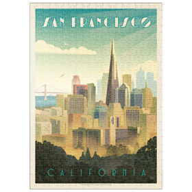 Darstellung des Puzzle Motivs San Francisco, CA: Tower View, Vintage Poster - Puzzleteile: 500