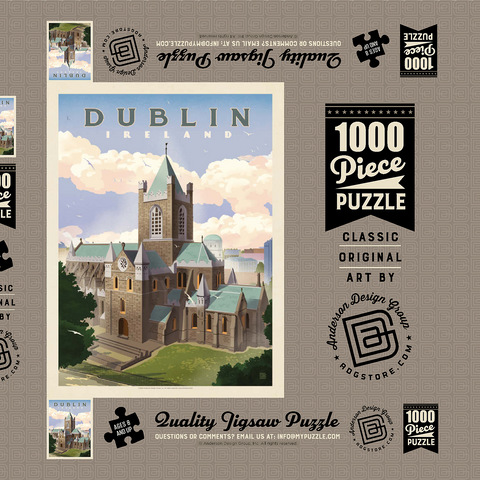 Ireland: Dublin, Vintage Poster 1000 Puzzle Schachtel 3D Modell