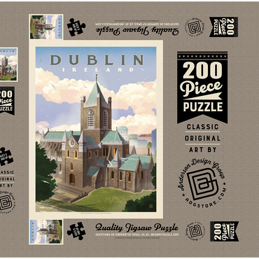 Ireland: Dublin, Vintage Poster 200 Puzzle Schachtel 3D Modell