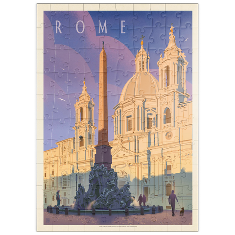 puzzleplate Italy: Rome In The Morning, Vintage Poster 100 Puzzle