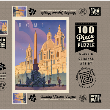 Italy: Rome In The Morning, Vintage Poster 100 Puzzle Schachtel 3D Modell