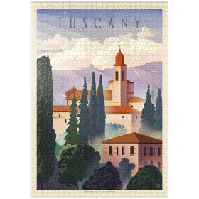 Darstellung des Puzzle Motivs Italy: Tuscany In The Summer, Vintage Poster - Puzzleteile: 1000