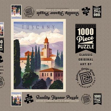 Italy: Tuscany In The Summer, Vintage Poster 1000 Puzzle Schachtel 3D Modell