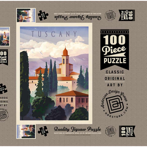 Italy: Tuscany In The Summer, Vintage Poster 100 Puzzle Schachtel 3D Modell