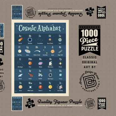 Cosmic Alphabet, Vintage Poster 1000 Puzzle Schachtel 3D Modell