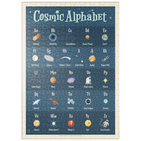 Darstellung des Puzzle-Motivs Cosmic Alphabet, Vintage Poster – Puzzleteile: 500