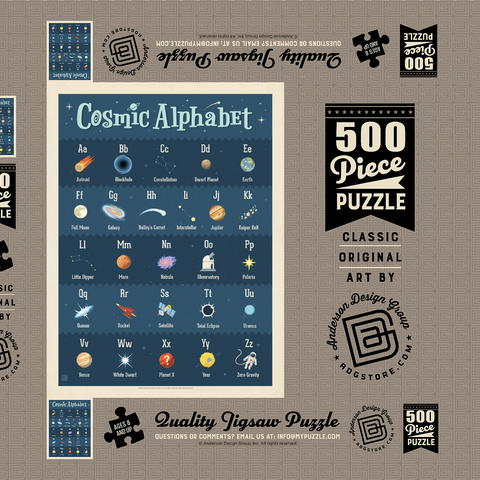 Cosmic Alphabet, Vintage Poster 500 Puzzle Schachtel 3D Modell