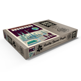 Darstellung des Puzzle Motivs Moon Colony: Home Away From Home, Vintage Poster - Puzzleteile: 1000