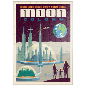Darstellung des Puzzle Motivs Moon Colony: Home Away From Home, Vintage Poster - Puzzleteile: 100