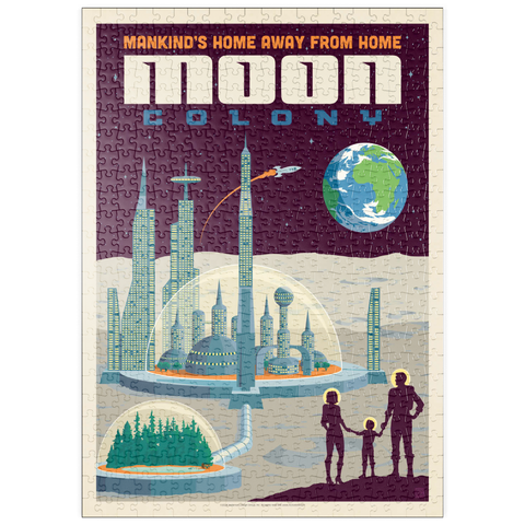 puzzleplate Moon Colony: Home Away From Home, Vintage Poster 500 Puzzle