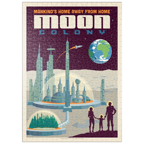 Darstellung des Puzzle Motivs Moon Colony: Home Away From Home, Vintage Poster - Puzzleteile: 500