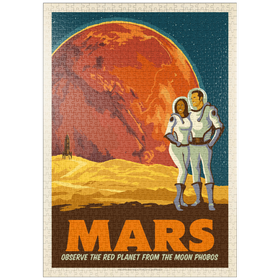 Darstellung des Puzzle Motivs Mars: As Seen From The Moon Phobos, Vintage Poster - Puzzleteile: 1000