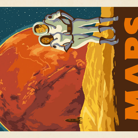 Mars: As Seen From The Moon Phobos, Vintage Poster 200 Puzzle 3D Modell
