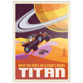 Darstellung des Puzzle Motivs Saturn: As Seen From Dune Buggies On Titan, Vintage Poster - Puzzleteile: 100