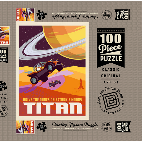 Saturn: As Seen From Dune Buggies On Titan, Vintage Poster 100 Puzzle Schachtel 3D Modell