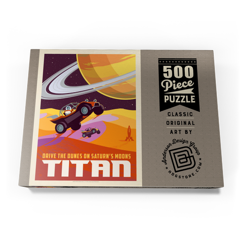 Saturn: As Seen From Dune Buggies On Titan, Vintage Poster 500 Puzzle Schachtel Ansicht3