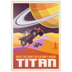 Darstellung des Puzzle Motivs Saturn: As Seen From Dune Buggies On Titan, Vintage Poster - Puzzleteile: 500
