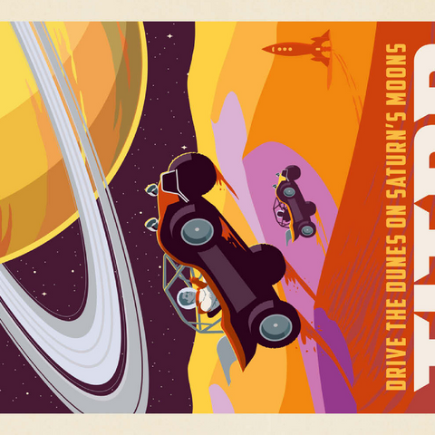 Saturn: As Seen From Dune Buggies On Titan, Vintage Poster 500 Puzzle 3D Modell