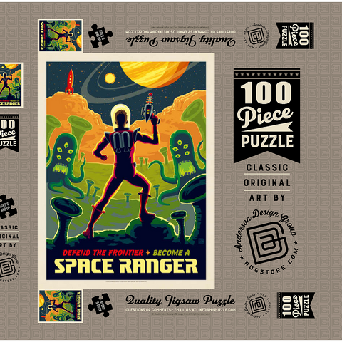 Space Ranger: Retro Futura, Vintage Poster 100 Puzzle Schachtel 3D Modell