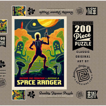 Space Ranger: Retro Futura, Vintage Poster 200 Puzzle Schachtel 3D Modell