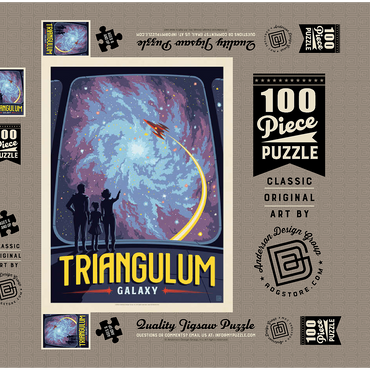 Triangulum Galaxy, Vintage Poster 100 Puzzle Schachtel 3D Modell