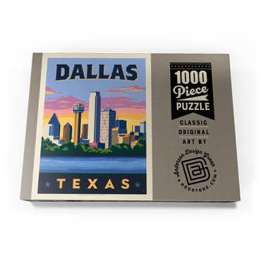 Dallas, Texas: Downtown River View, Vintage Poster 1000 Puzzle Schachtel Ansicht3