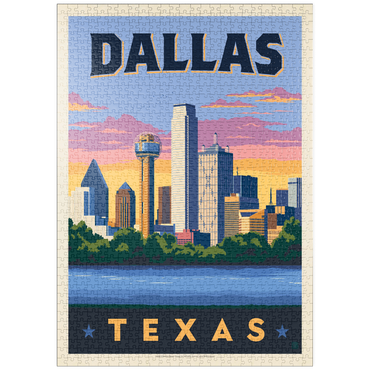 puzzleplate Dallas, Texas: Downtown River View, Vintage Poster 1000 Puzzle
