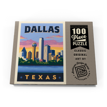 Dallas, Texas: Downtown River View, Vintage Poster 100 Puzzle Schachtel Ansicht3