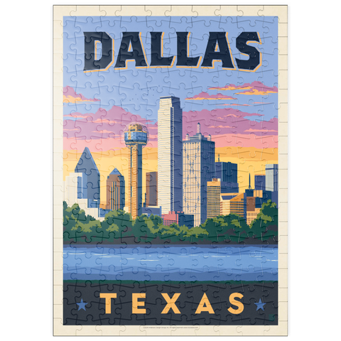 puzzleplate Dallas, Texas: Downtown River View, Vintage Poster 200 Puzzle