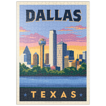 puzzleplate Dallas, Texas: Downtown River View, Vintage Poster 500 Puzzle