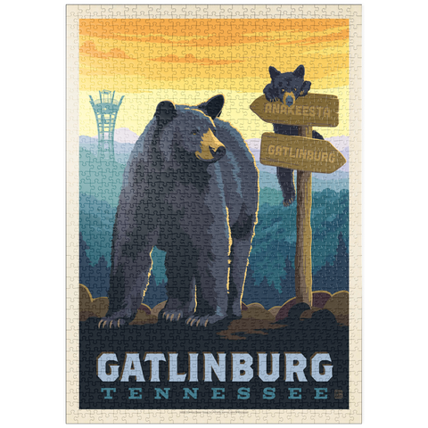puzzleplate Gatlinburg, Tennessee: Anakeesta Signpost, Vintage Poster 1000 Puzzle