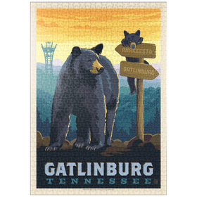 Darstellung des Puzzle Motivs Gatlinburg, Tennessee: Anakeesta Signpost, Vintage Poster - Puzzleteile: 1000