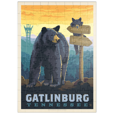 puzzleplate Gatlinburg, Tennessee: Anakeesta Signpost, Vintage Poster 100 Puzzle