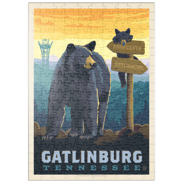 puzzleplate Gatlinburg, Tennessee: Anakeesta Signpost, Vintage Poster 200 Puzzle