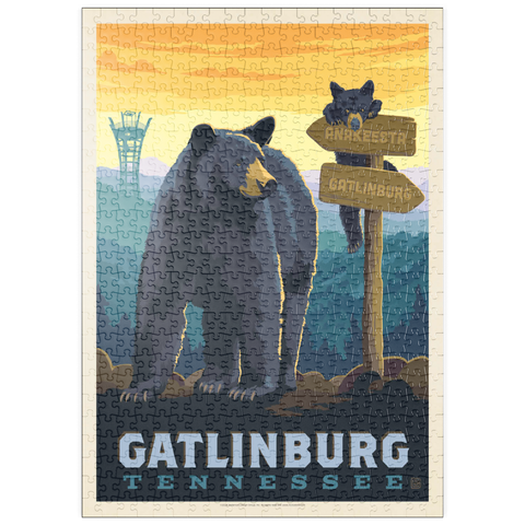 puzzleplate Gatlinburg, Tennessee: Anakeesta Signpost, Vintage Poster 500 Puzzle