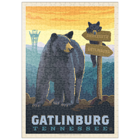 Darstellung des Puzzle Motivs Gatlinburg, Tennessee: Anakeesta Signpost, Vintage Poster - Puzzleteile: 500
