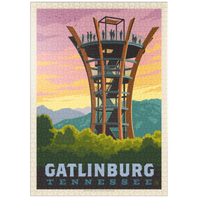 Darstellung des Puzzle-Motivs Gatlinburg, Tennessee: Anakeesta Tower, Vintage Poster – Puzzleteile: 1000
