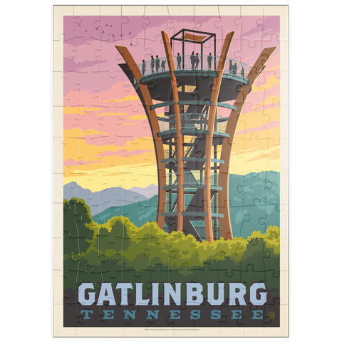 puzzleplate Gatlinburg, Tennessee: Anakeesta Tower, Vintage Poster 100 Puzzle