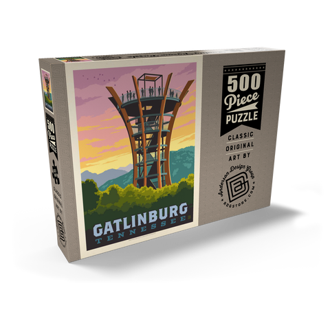 Gatlinburg, Tennessee: Anakeesta Tower, Vintage Poster 500 Puzzle Schachtel Ansicht2